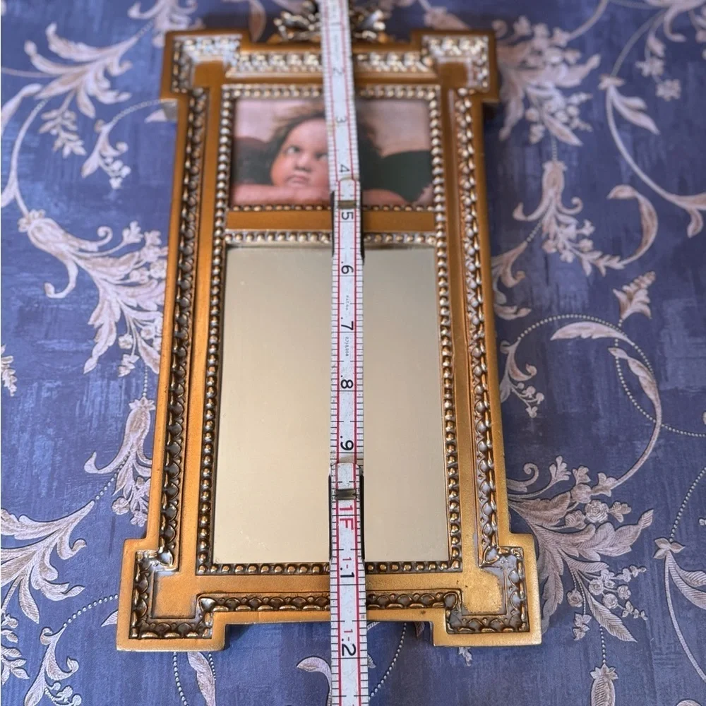 Vintage Estate Ornate Giltwood Trumeau Mirror with Cherub